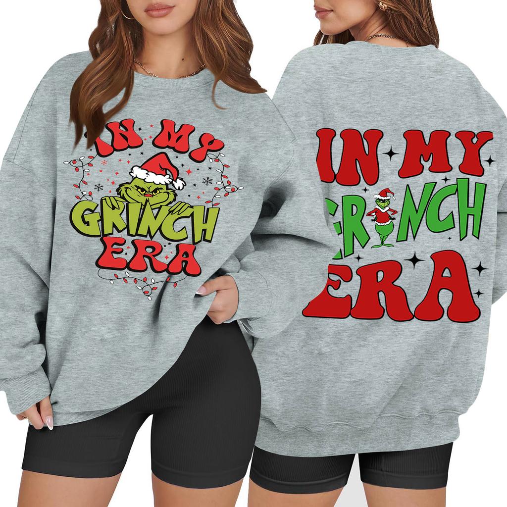 Women's Casual Fashion Long Sleeve Christmas Printed Round Neck Sweatshirt Top