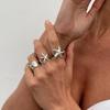 4Pcs/Set Summer Beach Trendy Geometric Gold Silver Starfish Scallop Adjustable Open Rings for Women Jewelry