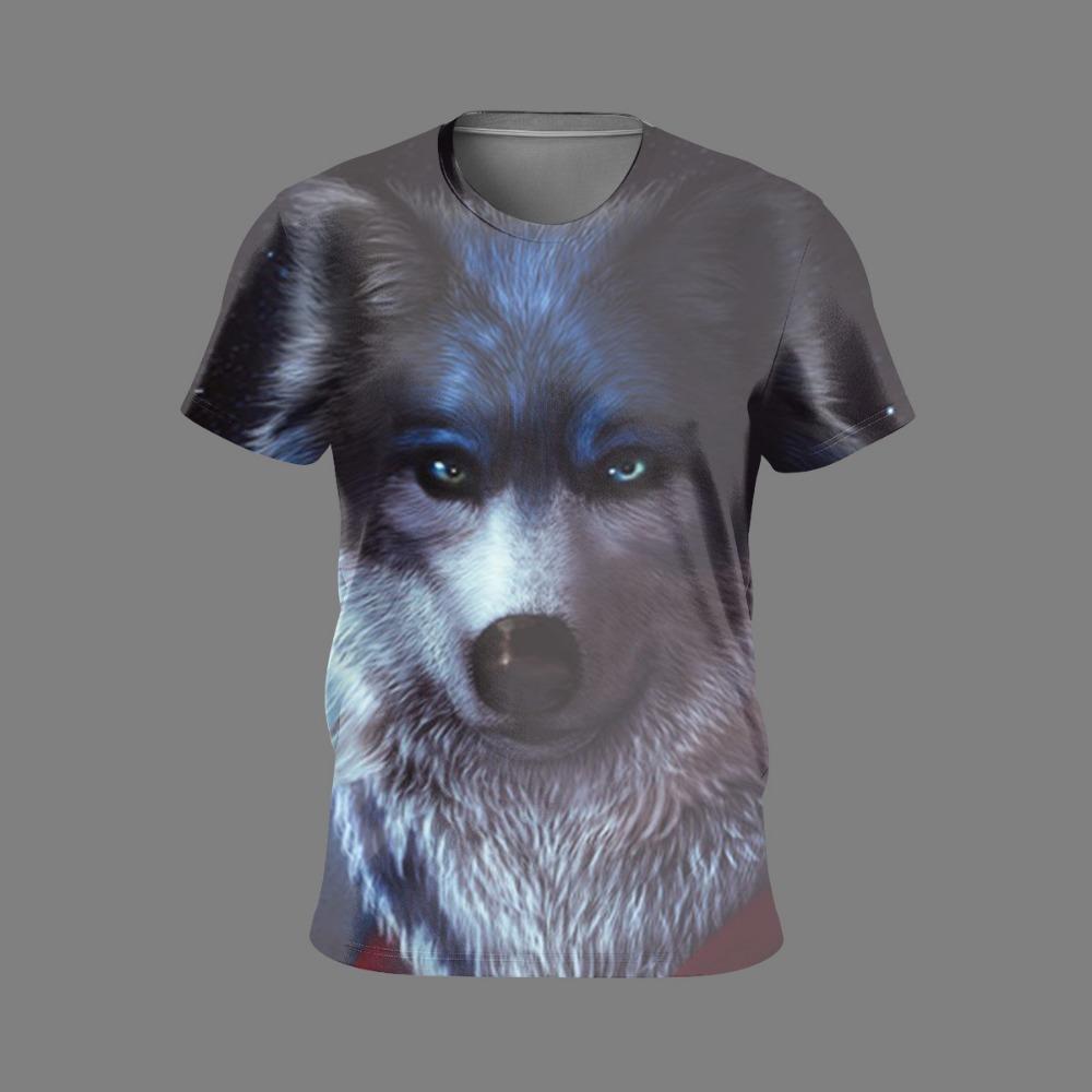 

Summer European and American Trendy Wolf Animal 3D Printed Men s Round Neck Sports and Leisure Short sleeved T-shirt 6XL
