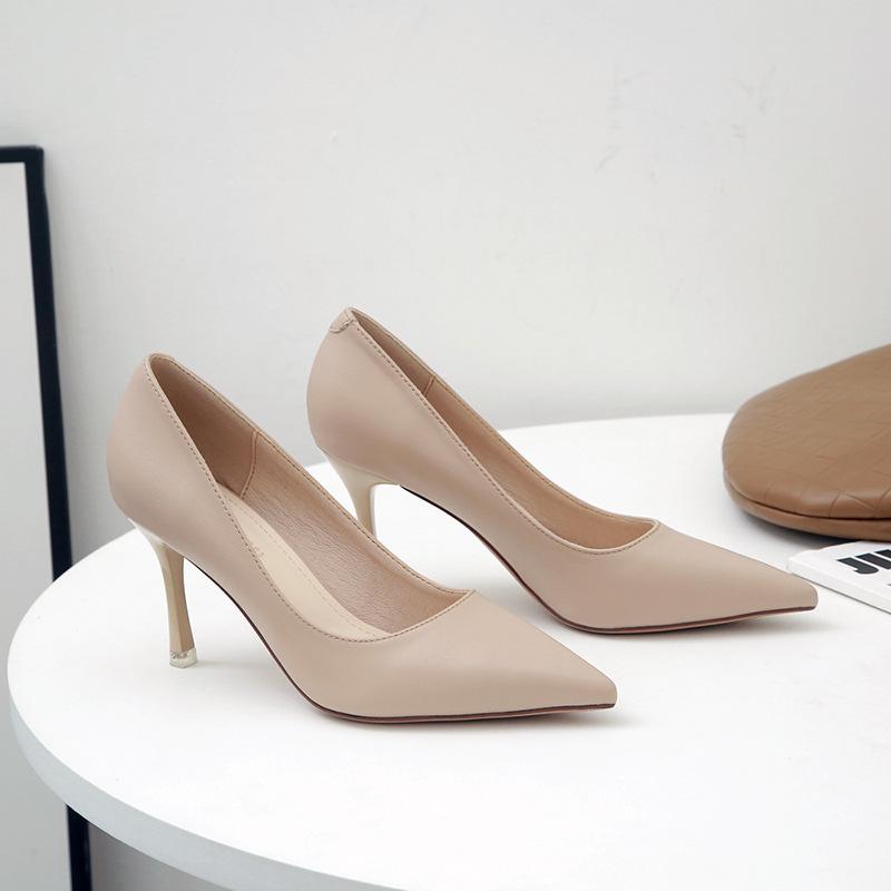 Spring 2025 New Single Shoes Pointed Toe Stiletto Black Work Shoes Professional Women's Red High Heels