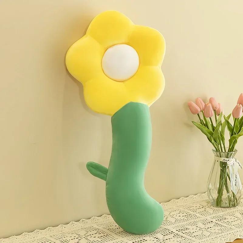 Long Flower Plush Body Pillow Cute Large Plush Cushion Soft Flower Decorative Stuffed Body Pillow Sleeping Back Cushion Decor