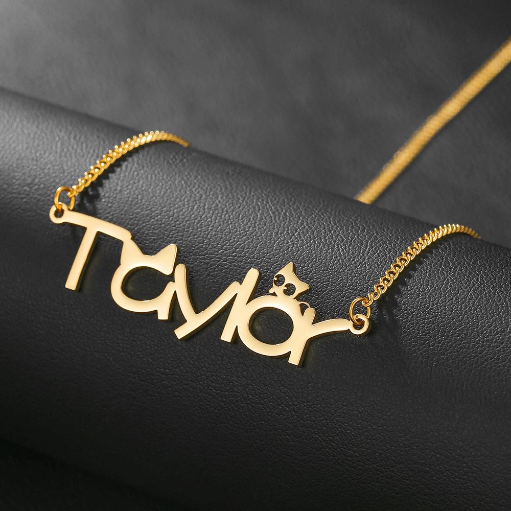Collana Personalizzata con Lettere in Acciaio Inossidabile Placcato Oro 18K - Catena Clavicolare Fai-da-Te con Nome Personalizzato