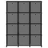 VidaXL 12-cube Shelving Unit with Boxes Black 103x30x141 Cm Fabric