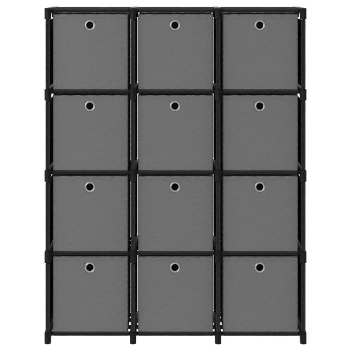 VidaXL 12-cube Shelving Unit with Boxes Black 103x30x141 Cm Fabric