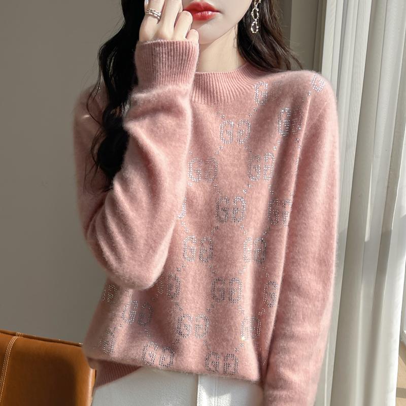 Damen Kaschmirpullover Qinghe Kaschmir 30% Kaschmir 70% Wolle Herbst- und Winterpullover warm und modisch