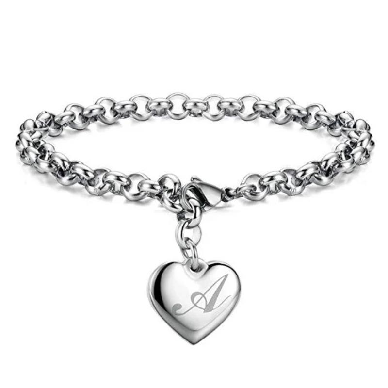 925 Sterlingsilber edles Herz 26 Buchstaben Kettenarmbänder für Frauen Mode Party Hochzeit Schmuck Geschenke