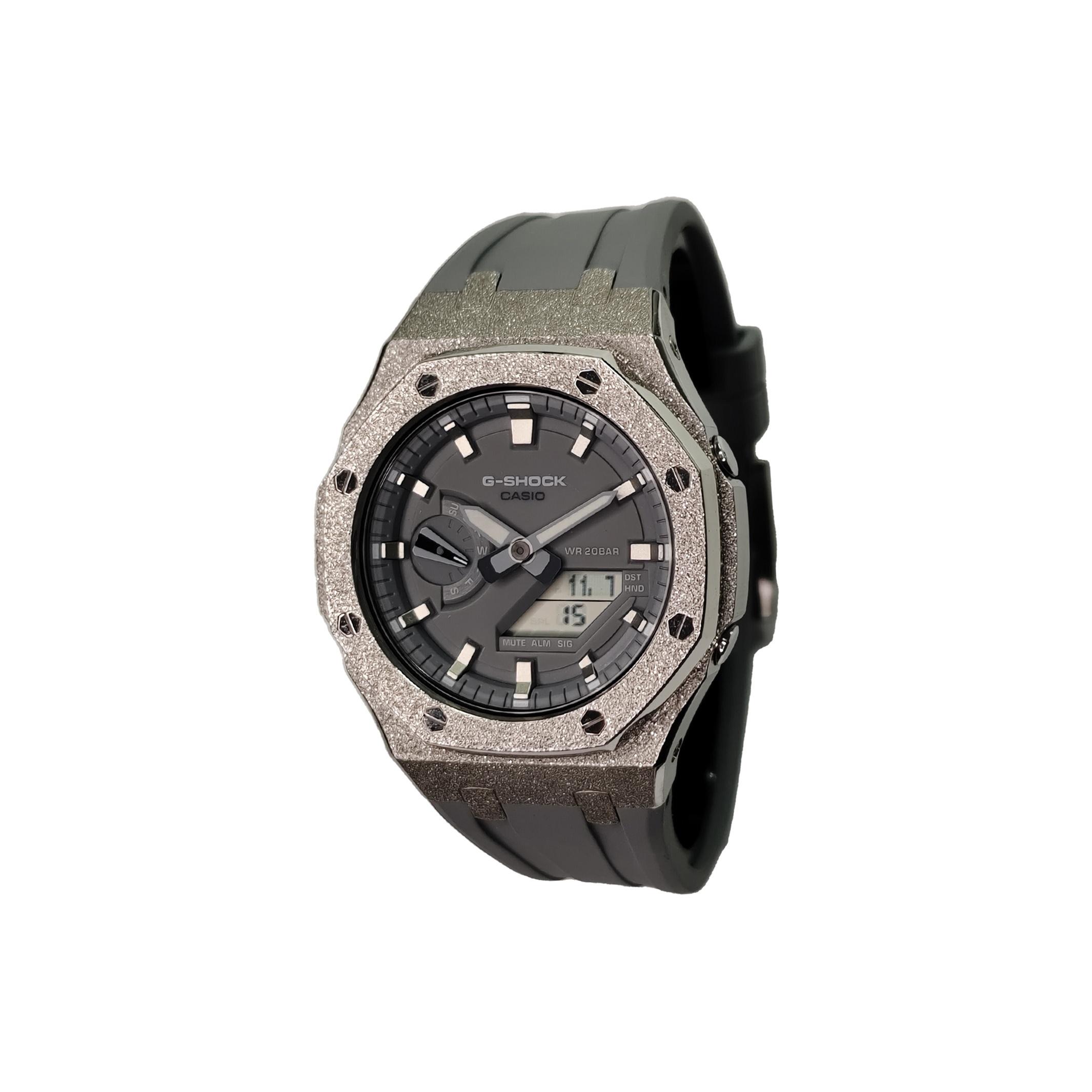

CASIO Custom Collection Electronic Movement Fluoroelastomer Strap Watch Men s Watches Gray Dial GA-2110ET-8A(Watch3--) Regular Watch Box
