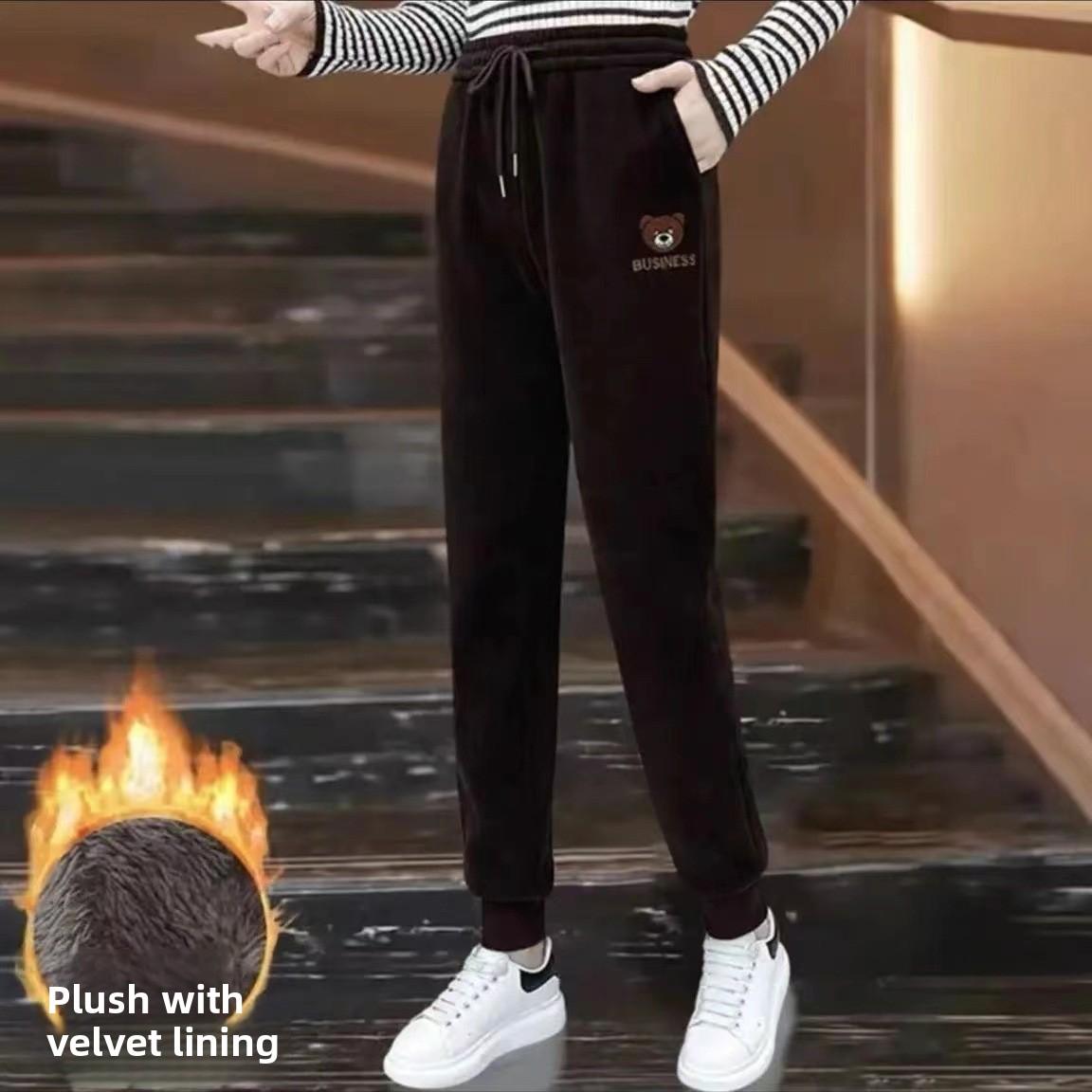 

Флисовые и Утепленные Спортивные Штаны для Женщин, Новые Завышенные Утягивающие Повседневные Штаны-Гаремы в Форме Медведя, Спортивные Флисовые Штаны с Влагоотводящим Эффектом 3XL（70-80kg） коричневый