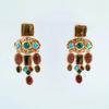 Baroque Luxury Vintage Mixed Gemstone Earrings, Geometric Pendant Dangle Earrings For Women