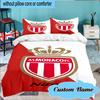 Custom Name Monaco Football Crest Bedding Set 3pcs, Bedding Set Including 1pc Duvet Cover And 2pcs Pillowcases for Bedroom, Dormitory Gift
