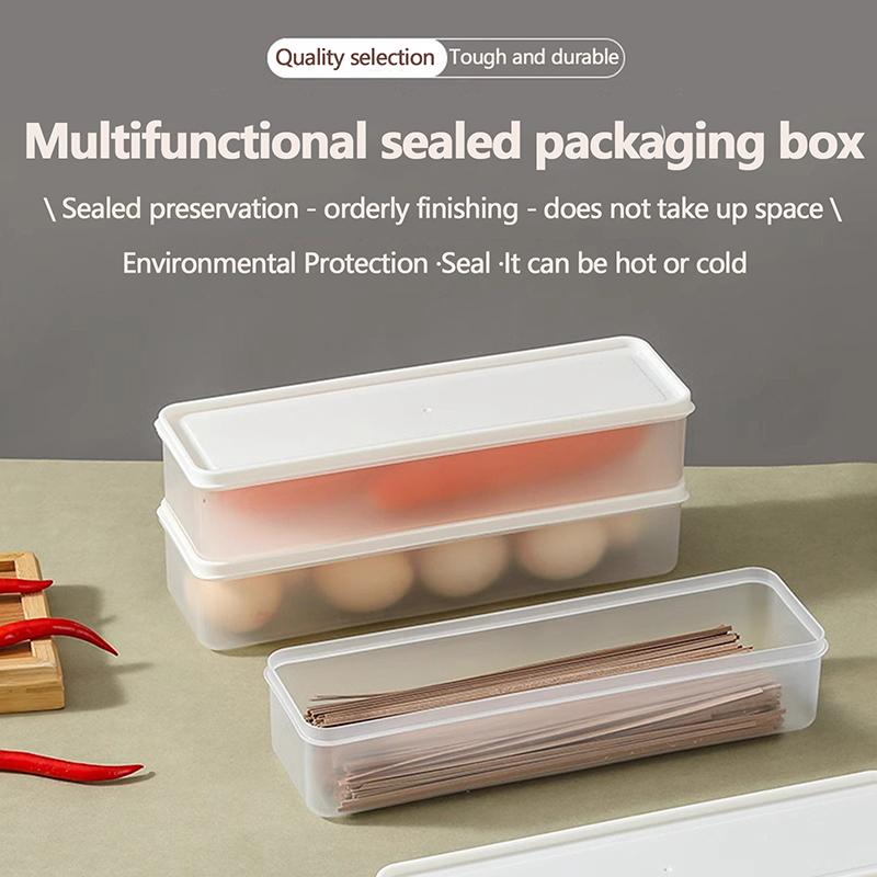 1Pc Pasta Containers Storage Clear Rectangular Container With Lids Stackable Long Noodle Holder Airtight Containers For Cabinet