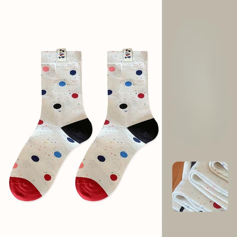 Autumn and Winter Cartoon Bear Women's Jacquard Cotton Women's Socks Multicolored Mid-calf Casual Socks