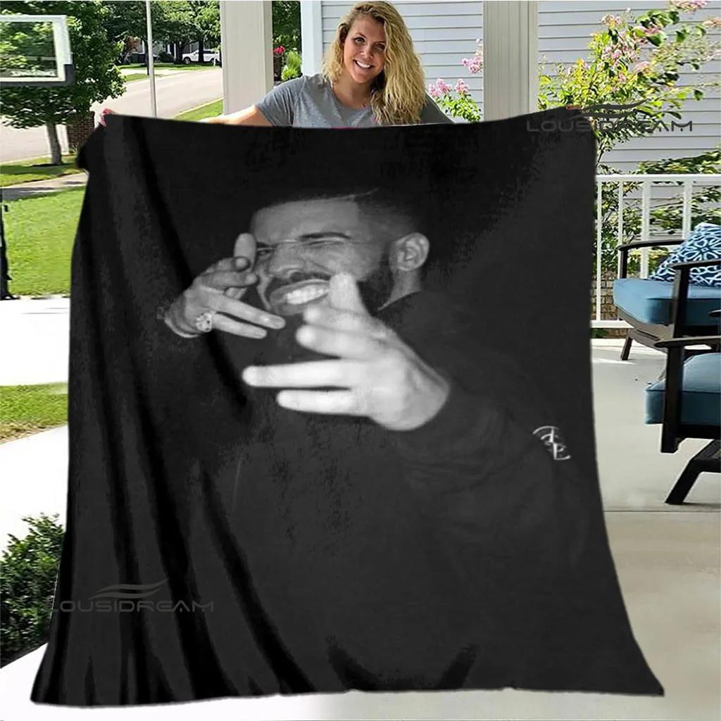 Rapper Drake Coperte Stampate 3D Calda Coperta in Flanella Morbida e Accogliente Coperte da Viaggio Fodere per Letto Regalo di Compleanno
