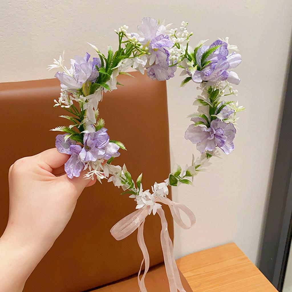 Waldmädchen Blumenkrone Handgeflochtene Seidenblumen Haarschleife für Frauen Vintage Elegant Hochzeits Haarschmuck Foto-Requisiten