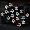 8pcs Sparkling Paw Print Car Stickers Reflective Vinyl Decals for Cars, Motorcycles & Laptops, Multi-Color Glitter Animal Theme, Self-Adhesive