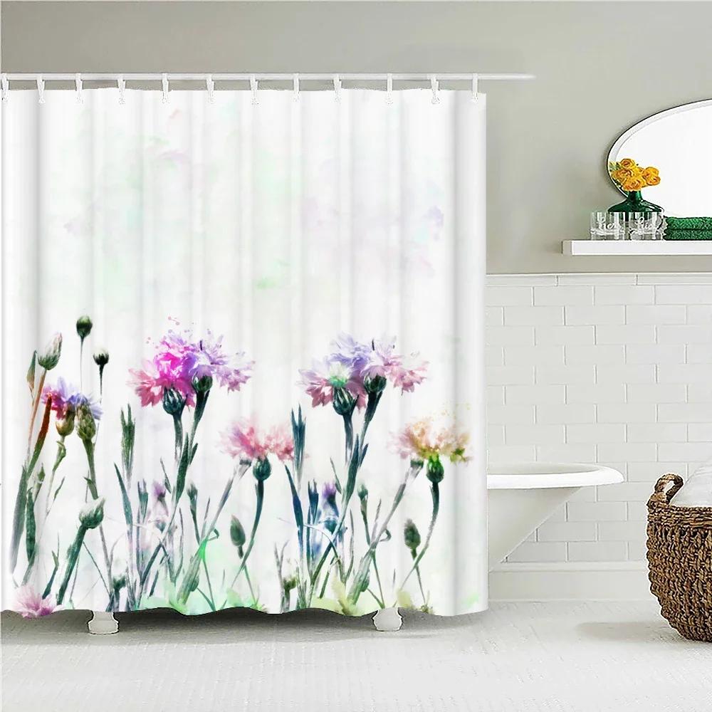 Dandelion Natural Flowers Shower Curtains Waterproof Bathroom Curtain Bath Curtain High Quality With Hooks Shower Curtain