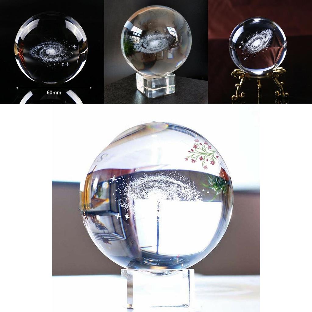 Elegant Crystal Ball Globe Galaxy Miniatures 3d Laser Engraved Glass Sphere 60mm For Timeless Home Decor