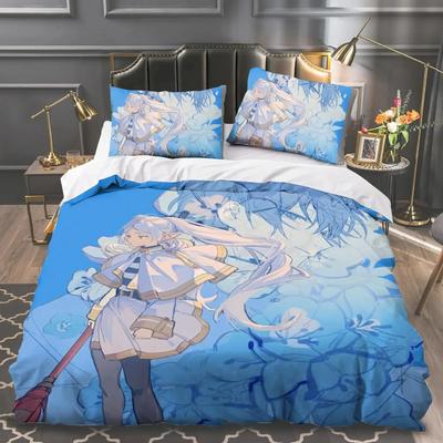 Anime Frieren Drukowany Zestaw Pościeli Poszwa na Kołdrę Poszewka na Poduszkę Zestaw Pościeli Pościel Prześcieradło Poszwa na Kołdrę Rozmiar Pełny Queen King