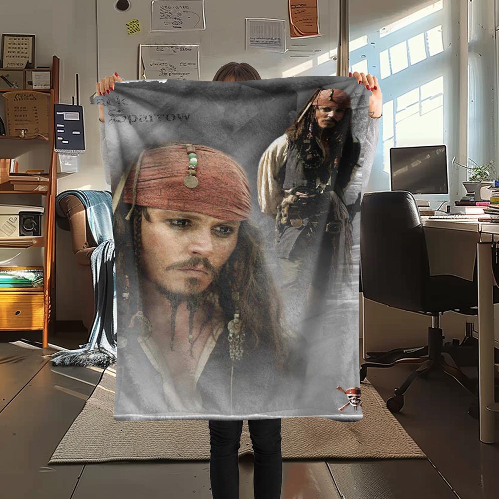 

1Pc Captain Jack Print Flannel Blanket, High quality Comfortable for All Seasons, Home Decor, Warmth and Comfort, Perfect for Christmas Gifts 80cm x 120cm