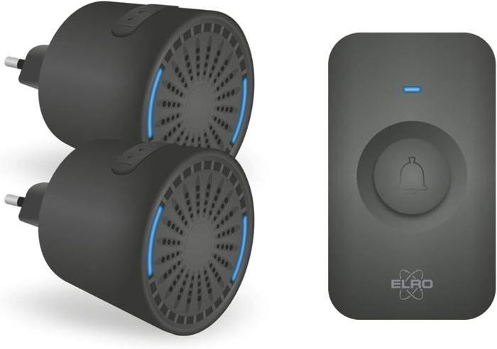 Arborescence Elro DB2000 Draadloze Deurbel - Met Twee Compacte Plug-in Ontvangers - Bereik 200 Meter - 64 Melodieën Zwart