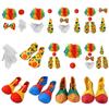 Clown Costume Set Rainbow Wig Nose Bowtie White Gloves Accessories for Halloween Parties Carnivals Pretend Play Adults