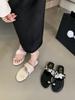 fashion Casual Women Slippers Clip Toe Summer Outside Beige Black Shallow Slip On Flat Low Heeled Ladies Party Dress Shoes Woman 35-39