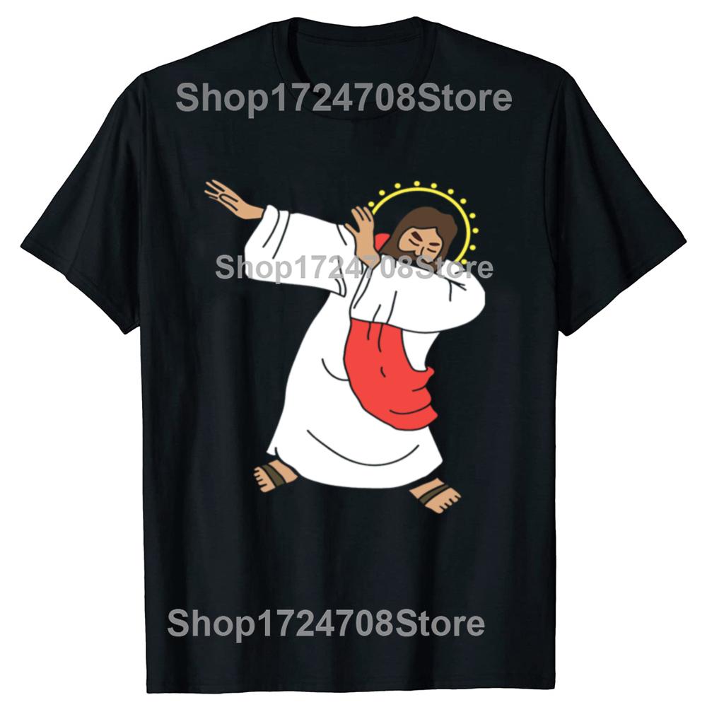 Lustiges Dabbing Jesus Klassisches Grafik-T-Shirt für Herren Damen Mode Lässiges T-Shirt 100% Baumwolle Locker Übergröße Weihnachts-T-Shirt