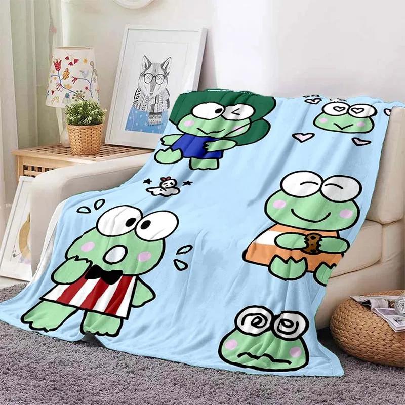 3D Printed Big -eyed Frog Card Kero Kero Keroppi Blanket Living Room Bedroom Sofa Cover Blanket Children's Nap Sleeping Blanket