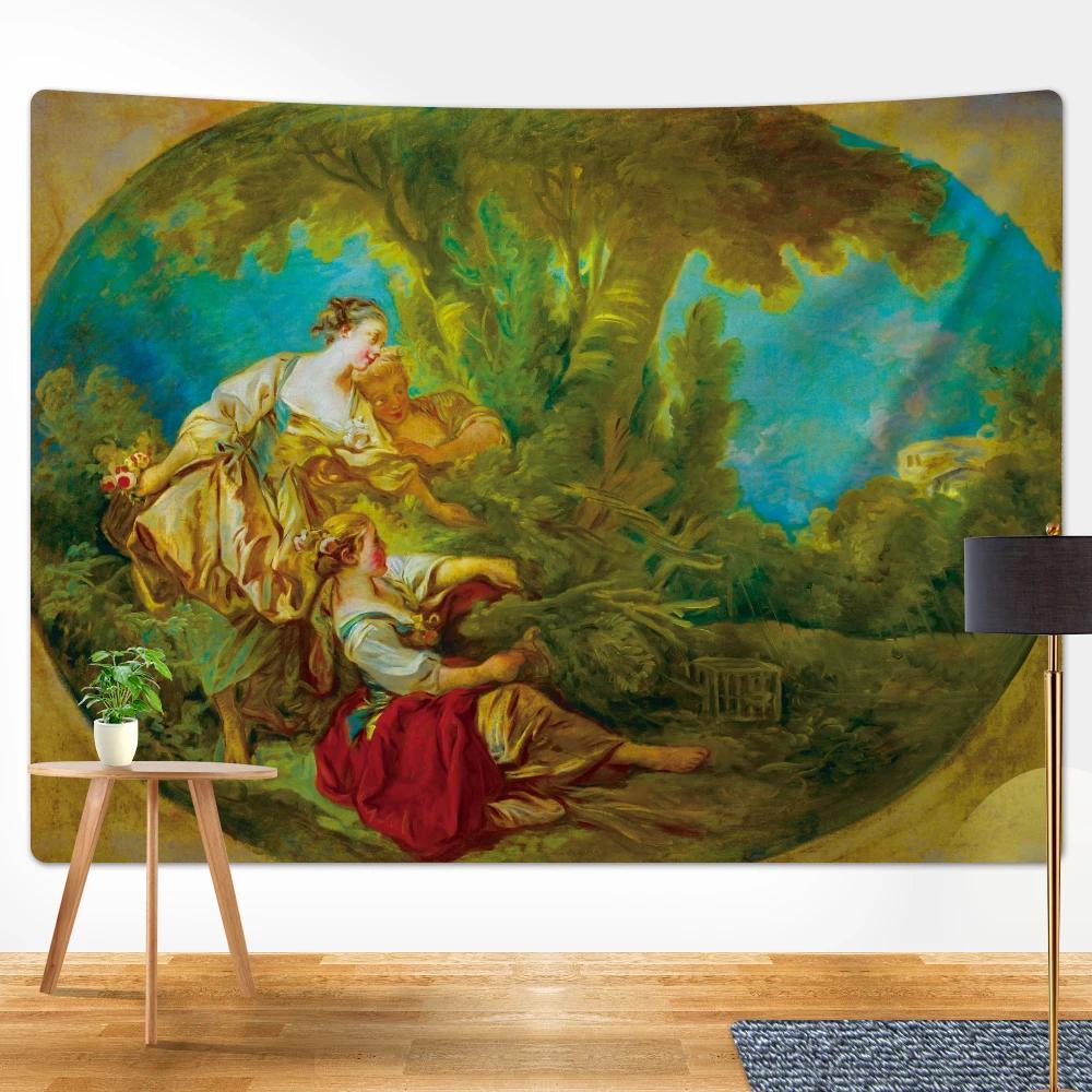 Baroque Lady Tapestry Elegant Noblewoman in Silk Gown Unique Wall Art for Home Decor Living Room Classic Art Lover Gift