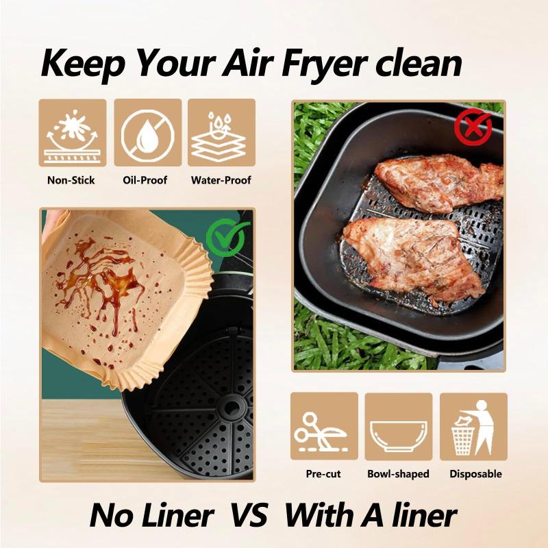 Air Fryer Liners Disposable Airfryer Parchment Paper Non-Stick and Oil Proof Paper Tray Baking Mat Basket Air Fryer Accessories