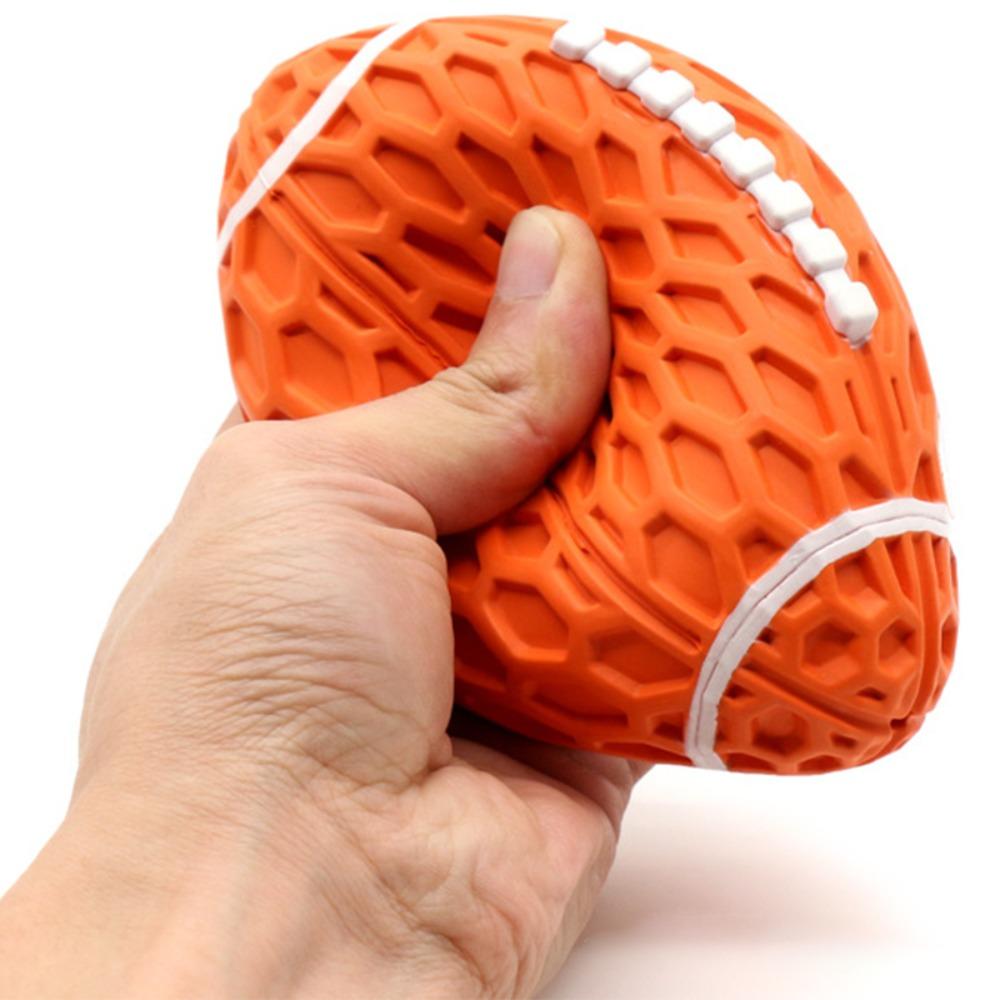 Bite Tough Squeaky Rugby Ball Rubber Dog Molar Toy Indestructible Dog Toy  Teeth Grinding Clean