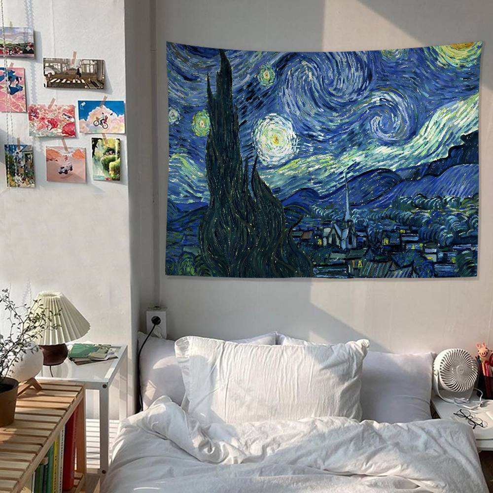 Van Gogh Paintings Printed Large Wall Tapestry Art Science Fiction Room Home Decor Decor Blanket