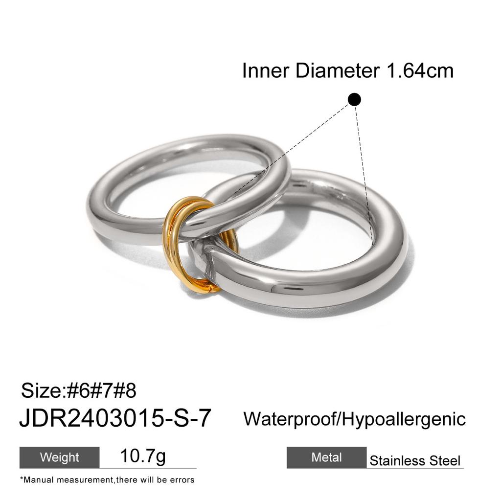 18k gold stainless steel metal smooth two-piece ring, hot-selling ins wind titanium steel simple ring in Europe and America