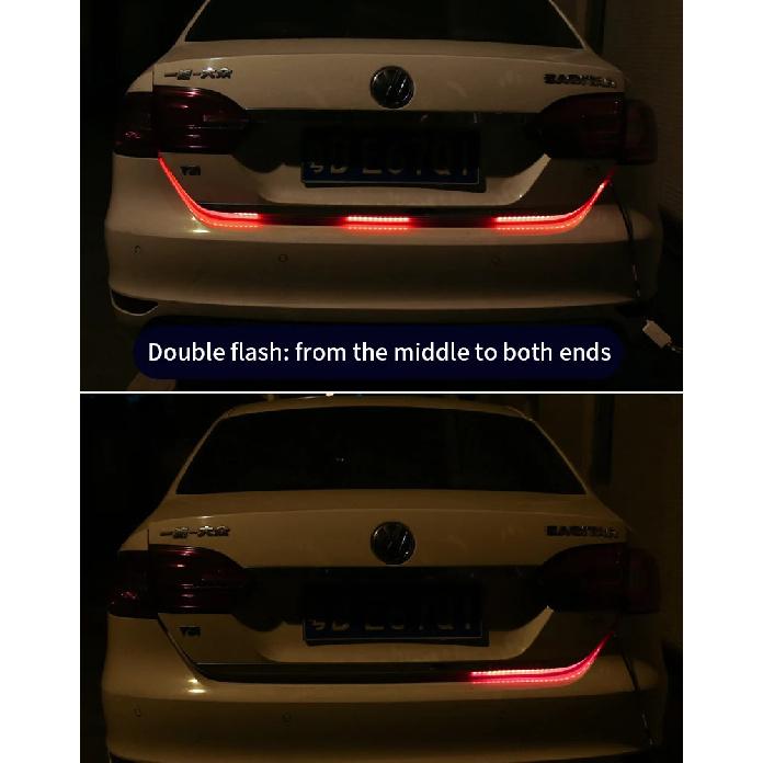 12V 120CM Auto Trunk Light LED Strip Running Brake Reverse Turn Signal Lamp 5050 RGB 72 SMD Waterproof Flowing Light Car Styling