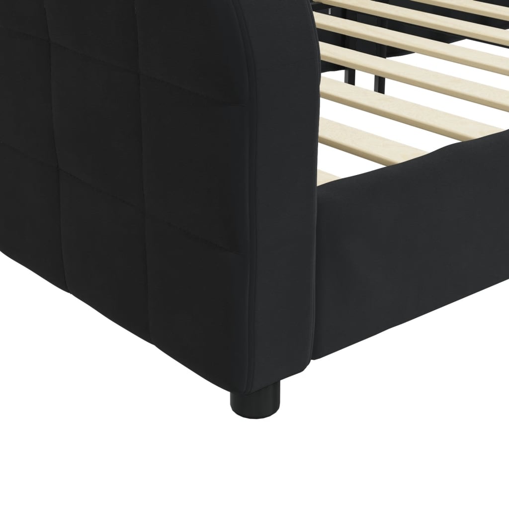Vidaxl Sofa with Sleeping Function, Black, 90X200 Cm, Upholstered In Velvet