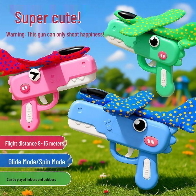 Dinosaur-Themed Foam Dart Launcher & Hand-Throw Glider - Durable Outdoor Toy for Kids 2026