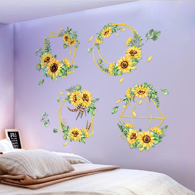 Sunflower Wall Stickers Bedroom Warm Living Room Decoration Stickers Removable Supply Printing