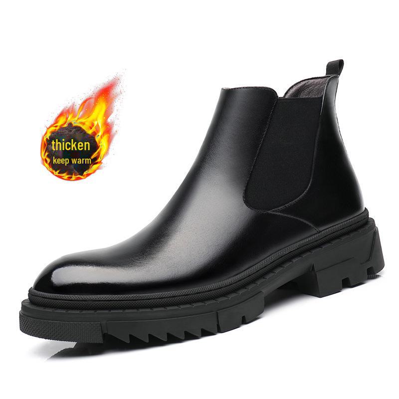 

Мужские зимние хлопковые ботинки Martin: Британский стиль, кожа средней посадки, толстая подошва, модный дизайн в стиле мотоцикла 41