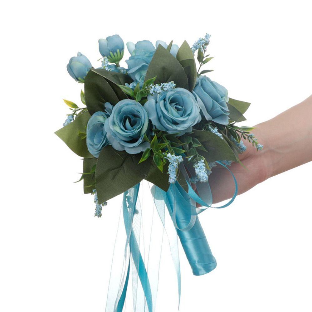 Creative Bridal Holding Flowers Artificial Rose Wedding Rose Bouquet  Bridesmaid