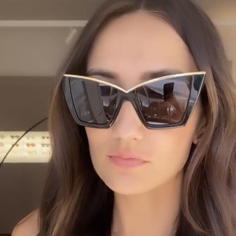 Gafas de sol estilo ojo de gato, nuevas y no polarizadas, de moda para mujer, de gran tamaño, con degradado de color, gafas de sol con montura semimetálica de ojo de gato, de diseñador de marca