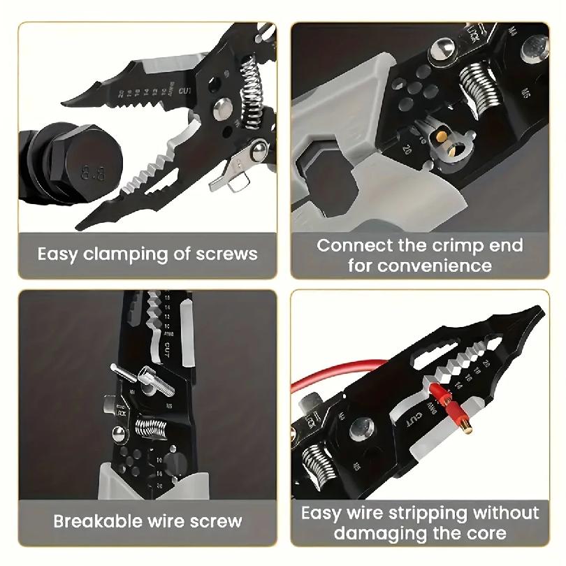 28-in-1 Professional 8-Inch Multitool Wire Stripper/Crimper Professional Wire Cutter Cable Stripper Wiring Tool Kit