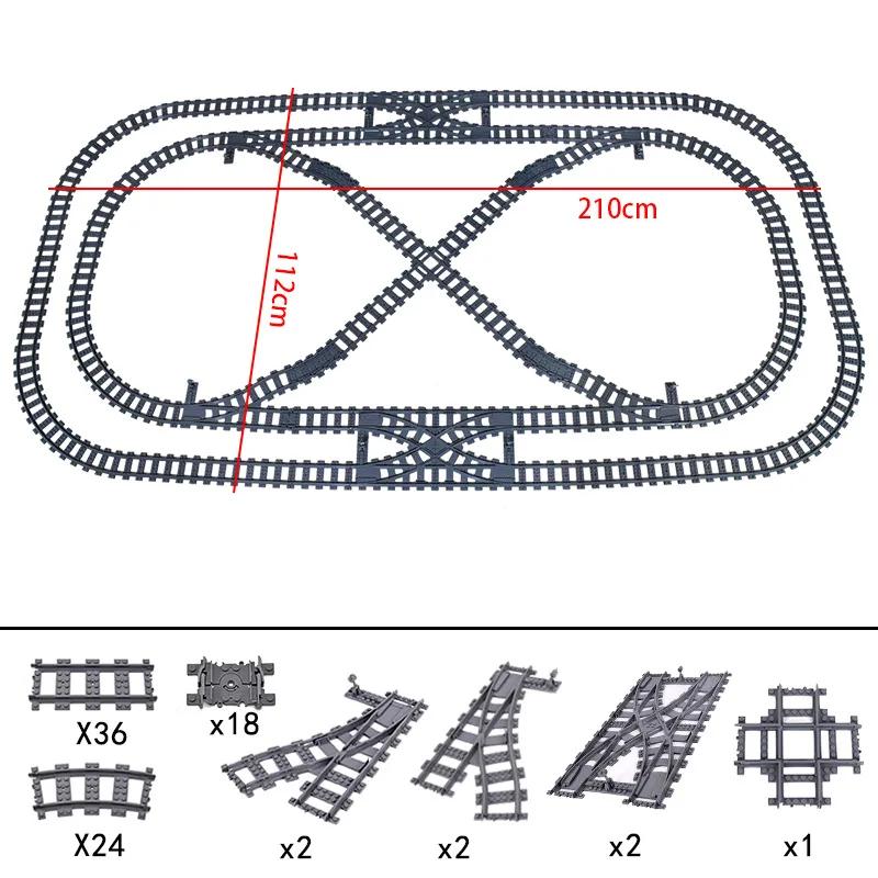 Compatible With LEGO MOC Railroad Bridge Train Track Combination Scene Building Blocks DIY Cross Track Bricks Toys Rail Car