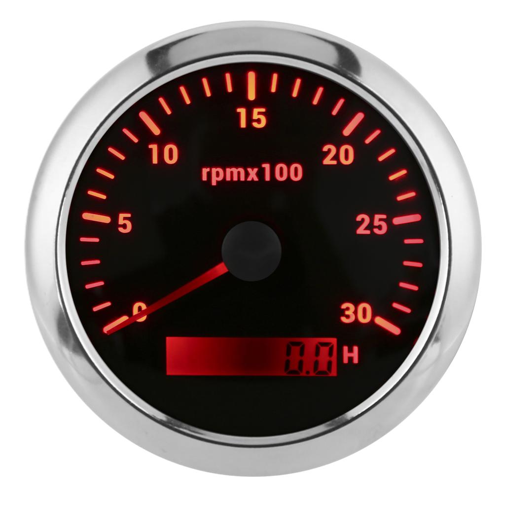 85mm Pointer Tachometer 03000rpm   7 Color Backlight for Car Boat Engine Generator 932V