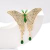 Tassel Butterfly Cubic Zirconia Brooch Elegant Temperament Corsage Wedding Suit Pins Clothing Accessories