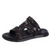 Men's Black Flip Flops Summer Leather British Wind and Sandals Slippers Feet Non-slip Thick Bottom Flat Heel Beach Shoe Slippers
