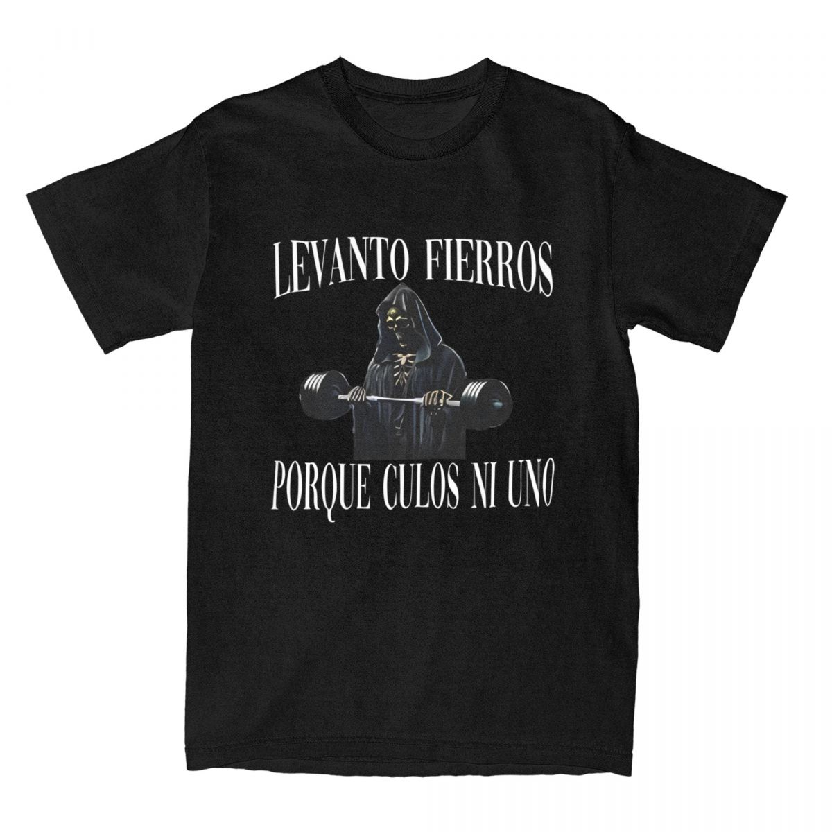 Levanto Fierros Porque: Calacas Chidas Gym T-Shirt Men s Fashion Skeleton Fitness Exercise Tee Tops Husband Daddy Novelty Gifts S
