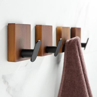 Premium Wooden Towel Hooks with Holes 4-Piece Hanger for Versatile Furniture Style Bathrooms, Bedrooms and Entryways