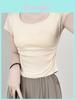 Cotton Short Sleeve T Shirt For Women With Pleated Design For Spring Summer Casual Wear