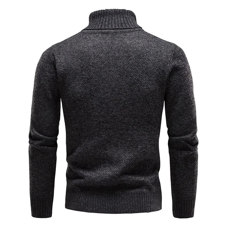 Men's Autumn Winter Plus Velvet Thick High Neck Sweater: European American Fashion Long Sleeve Warm Knitwear Pullover.