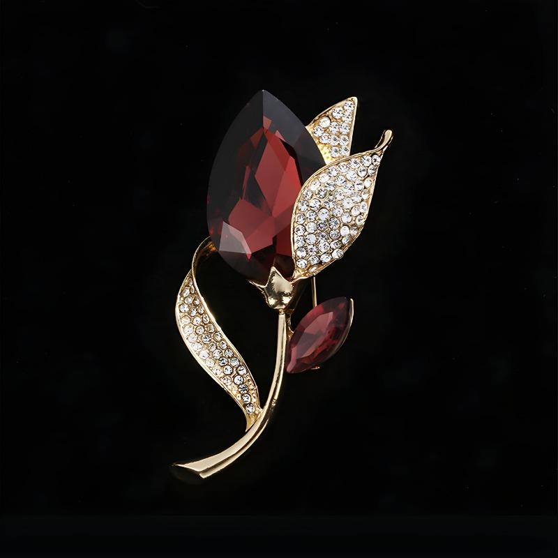 

Crystal Tulip Brooch, High-end Brooch, Elegant and Fashionable, Anti-glare Pin білий